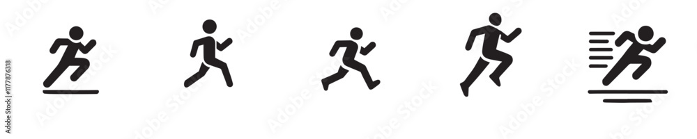 Vector collection of icons of people running with simple designs Vector collection of icons of people running with simple designs