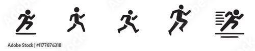 Vector collection of icons of people running with simple designs