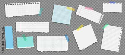 Realistic notes isolated with real shadow. Square sticky paper reminders with shadows, paper page