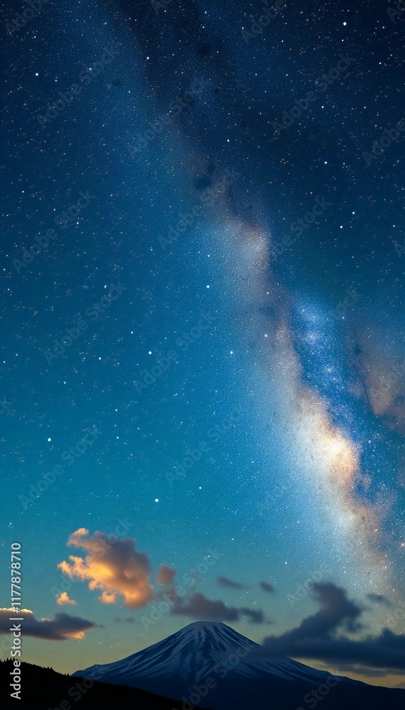 Fototapeta premium Starry Night Over Majestic Mountain Peaks