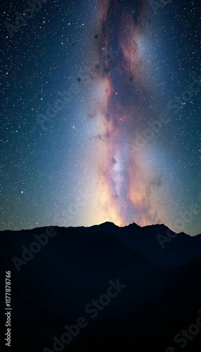 Starry Night Over Majestic Mountain Peaks