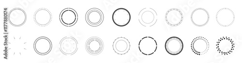 Abstract circle design elements. Round frame border set. Vector circular lines