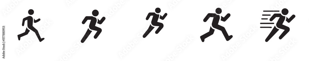 Collection of vector icons of a person running Collection of vector icons of a person running