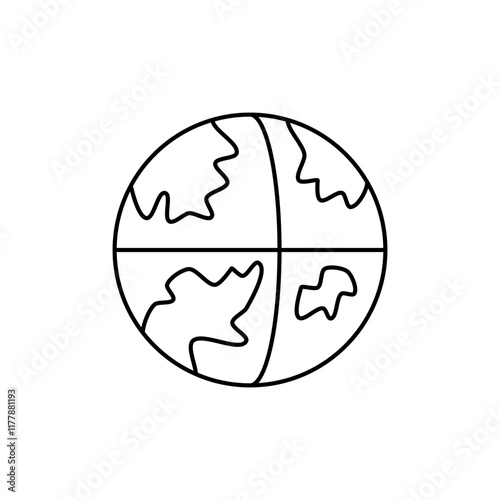 Outline Earth icon with faintly visible latitude and longitude lines.