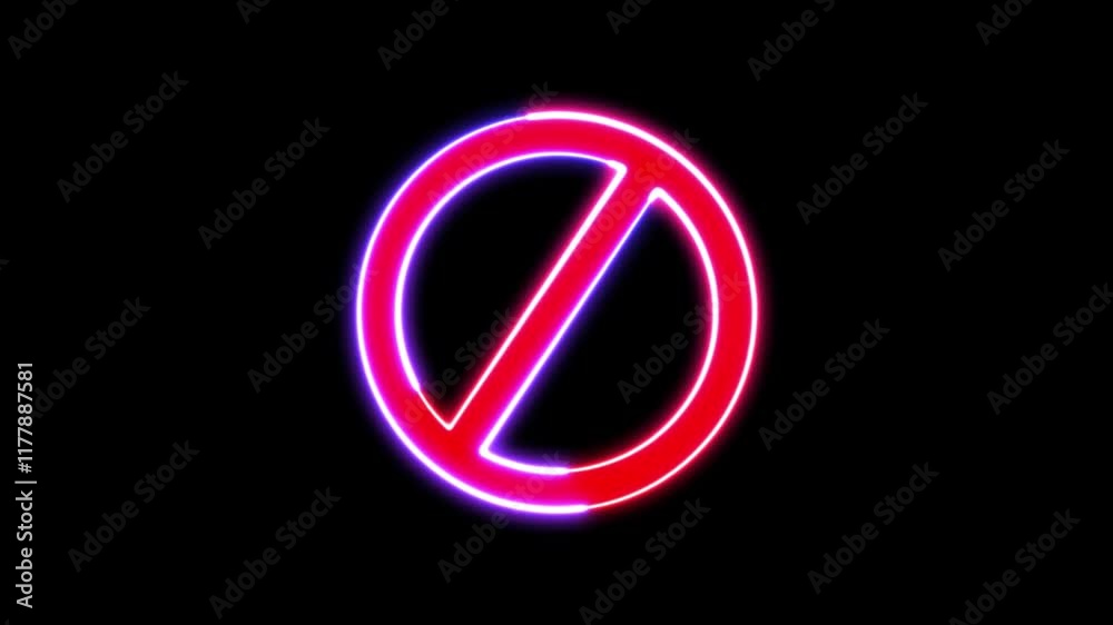 Simple neon line Ban icon. Warning, stop or no entry forbidden red color circle and line symbol icon Red Prohibition, Error, Stop, No Parking, No Entry, No Mark, Symbol Simple neon line Ban icon. Warning, stop or no entry forbidden red color circle and line symbol icon Red Prohibition, Error, Stop, No Parking, No Entry, No Mark, Symbol