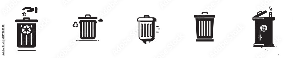 Vector collection of trash can icons with simple designs