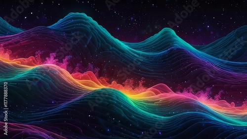 abstract fractal brust background with waves and beautiful colors