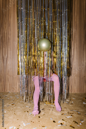 Creative Abstract Party Scene With Gold and Pink Elements photo