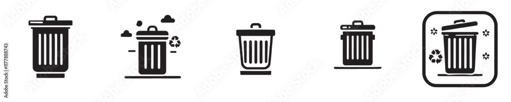 Vector collection of trash can icons with simple designs Vector collection of trash can icons with simple designs