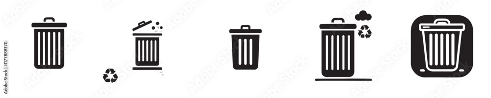 Vector collection of trash can icons with simple designs Vector collection of trash can icons with simple designs