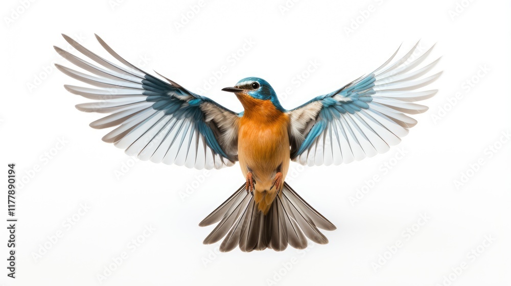 Obraz premium Cheerful canary on white background, a cute bird with yellow plumage and beak.