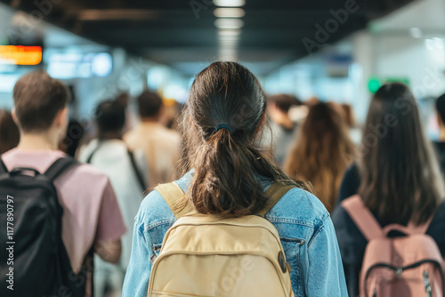 People group waiting plane indoor generative AI