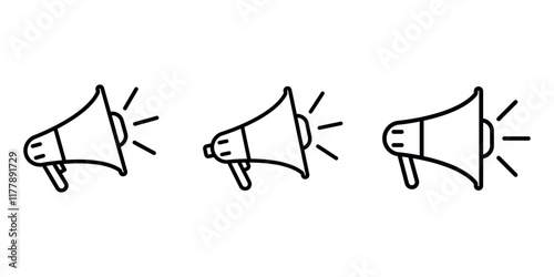 megaphone outline or line icon design bundle.