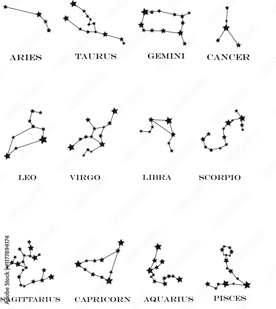 Obraz premium Zodiac Astrology Symbol Star Sign Vector Icon