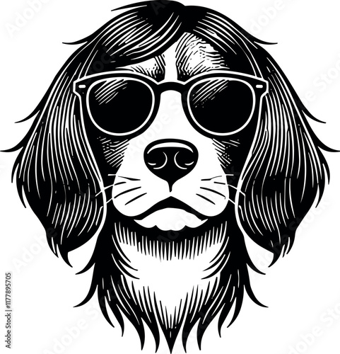 Beagle Dog Face Vector Black Silhouette EPS File - Pet Design, T-Shirt Graphic, Cricut Art photo