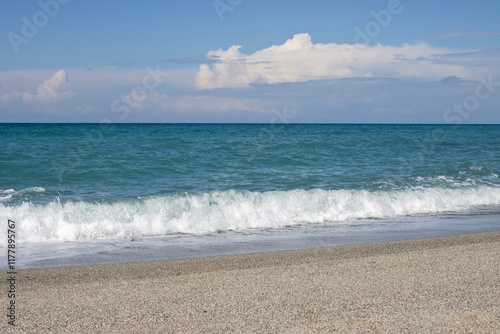 Fototapeta Naklejka Na Ścianę i Meble -  Thyrrenian sea sand beach, Spadafora, Italy