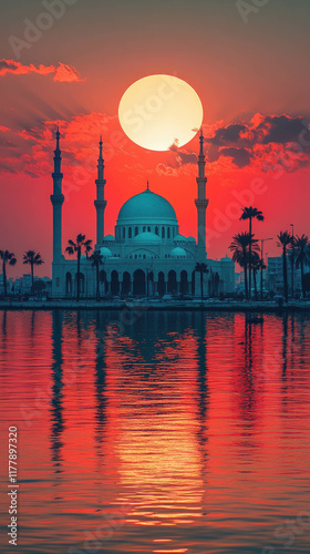 A Peaceful Mosque Silhouett...