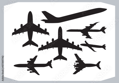 Diverse Airplane Silhouettes as Logotype Icons