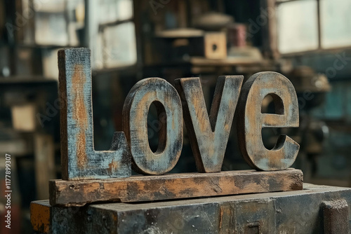 Love Text Made Of Wood For ...