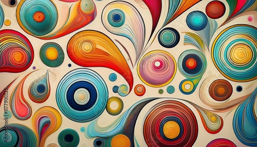 abstract pattern of colorful circles on a light background
