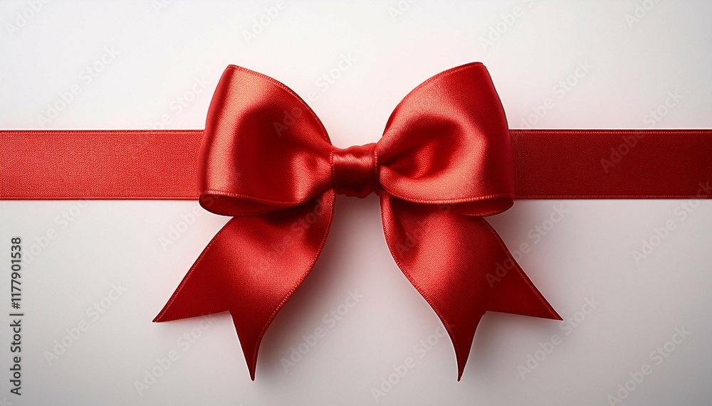 red ribbon with bow isolated on white and white background red ribbon with bow isolated on white and white background