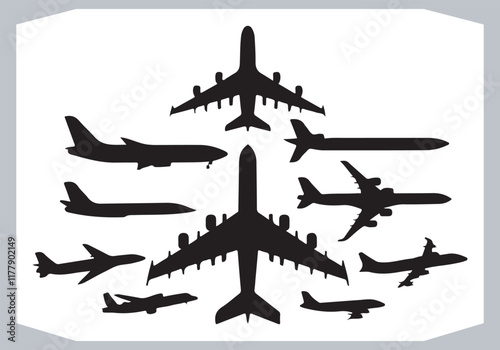 Sleek and Modern Logotype Icons Airplane Silhouettes