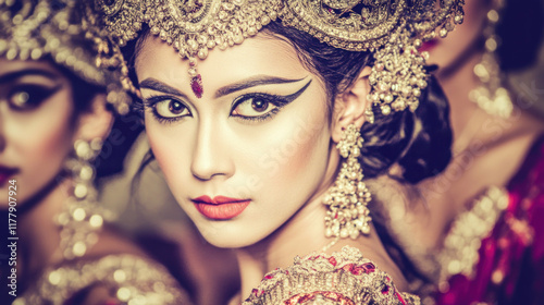 Close-up of woman in traditional dance costume.