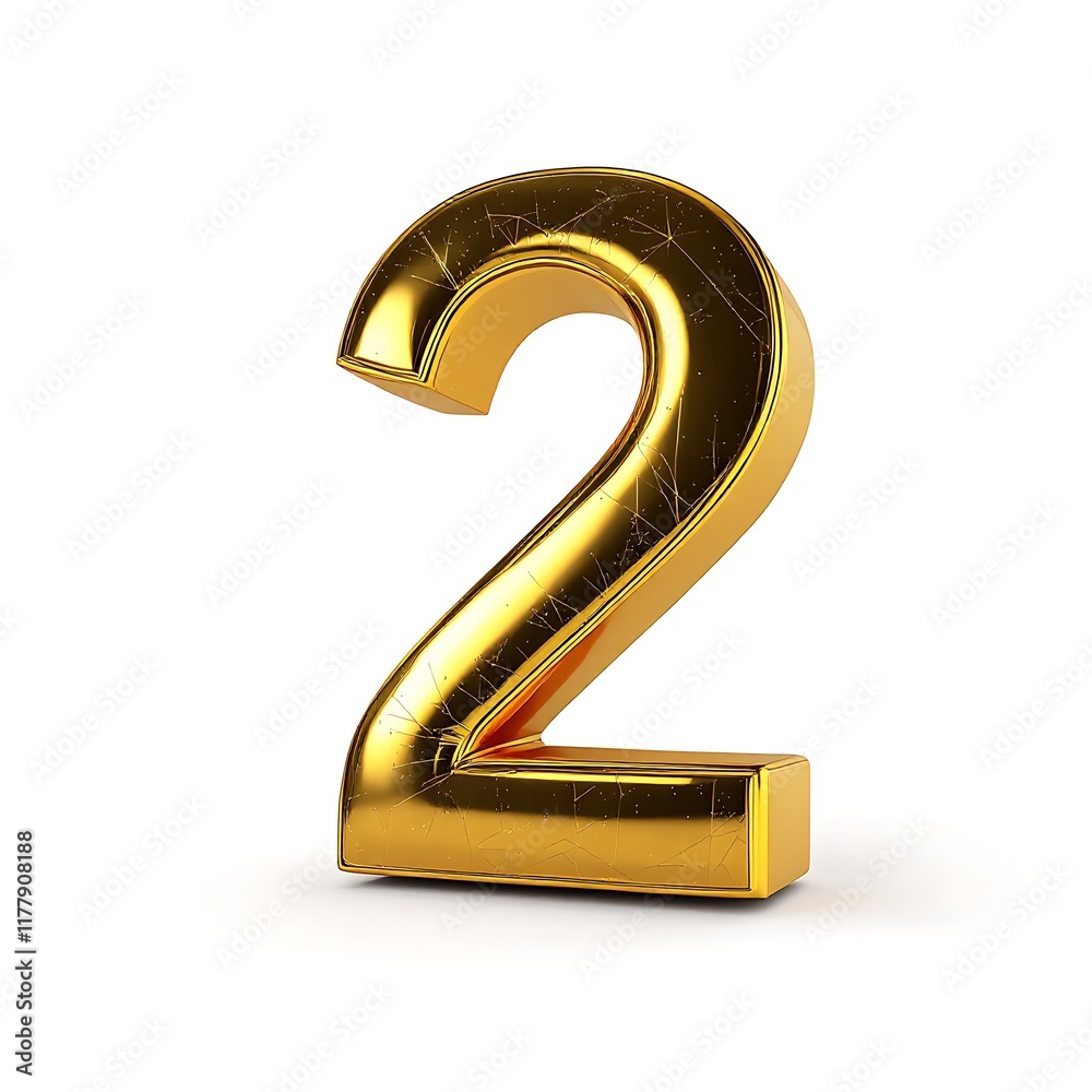 Golden Number Two: A 3D Render of Luxury and Elegance Golden Number Two: A 3D Render of Luxury and Elegance
