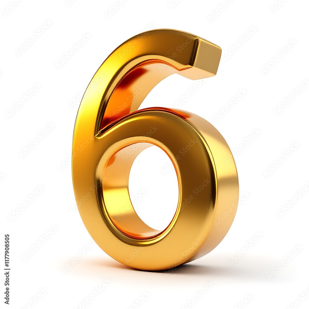 Golden Number Six: A 3D Render of Luxury and Elegance Golden Number Six: A 3D Render of Luxury and Elegance