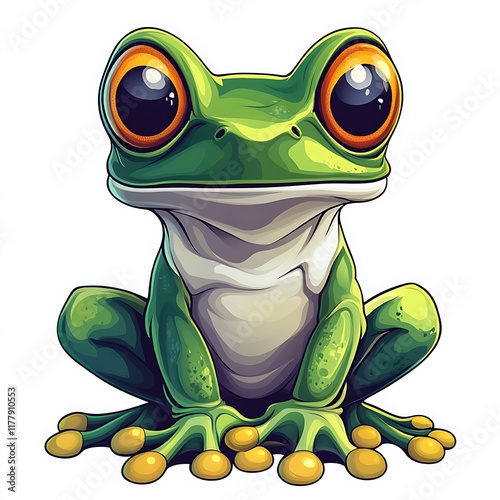 Cartoon frog illustration green mascot Photo