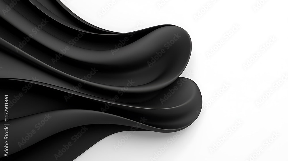 Abstract black flowing waves on white background. Abstract black flowing waves on white background.