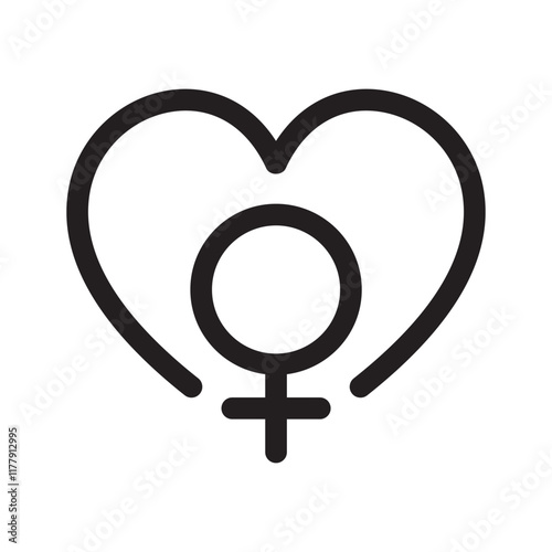 Women gender symbol and Heart. Heart and gender line concept. Vector illustration