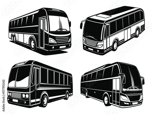 Customizable Bus Silhouette Vector Illustration