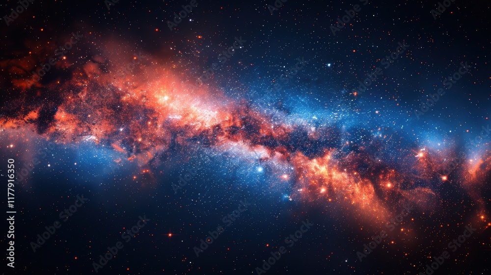 Fototapeta premium blue background, dark blue sparkles, gold splashes and flowers