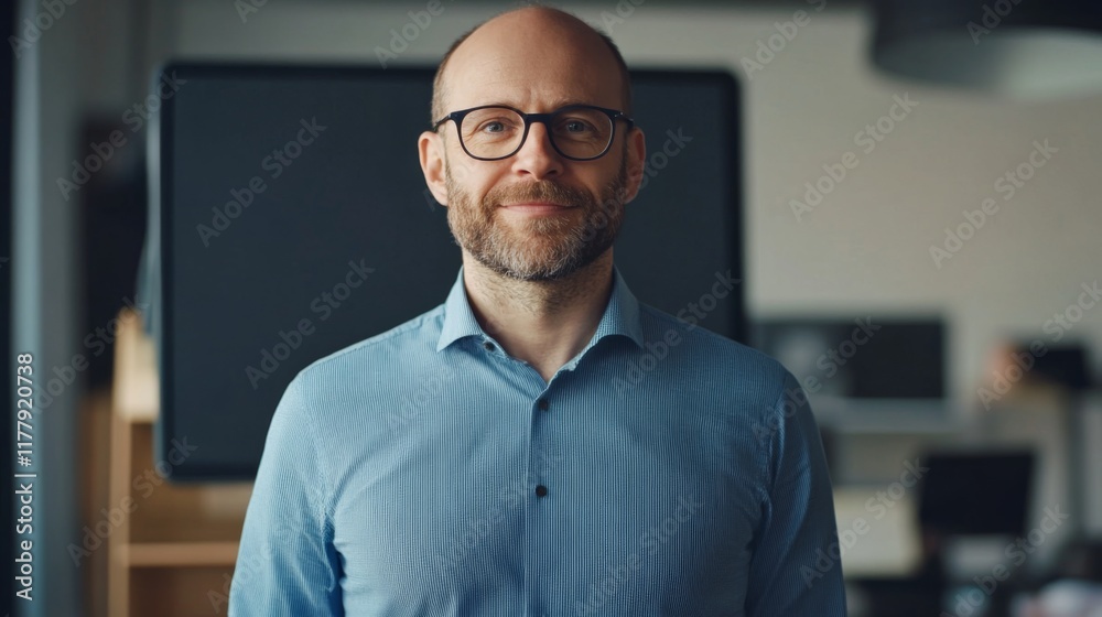 Fototapeta premium Confident Business Professional in Modern Office Setting