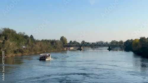 river po seen from the pizzighettone bridge Cremona. High quality 4k footage photo