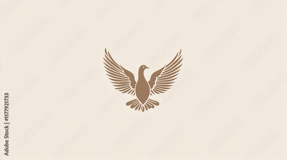 Fototapeta premium Vintage bird illustration with wings spread against a neutral background