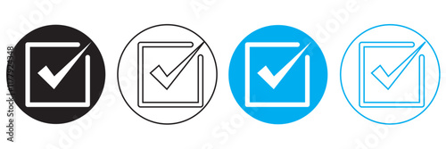 check mark icon button set. check box icon with right or correct buttons and yes checkmark tick box icons - checkbox symbol sign. check mark box square frame. vector illustration