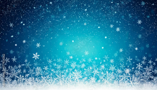 Falling snow flakes on blue background v, blue christmas background, winter template design vector illustration