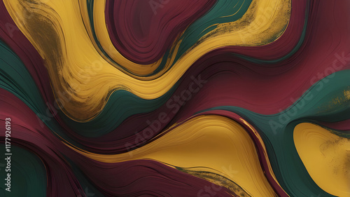 Rich Textured Background in Maroon, Green, and Mustard. photo