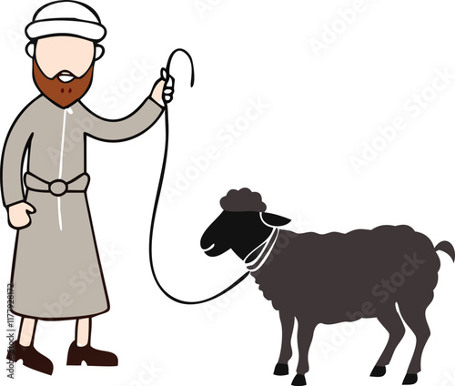 eid aladha illustration with man and sheep
