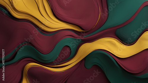 Rich Textured Background in Maroon, Green, and Mustard. photo