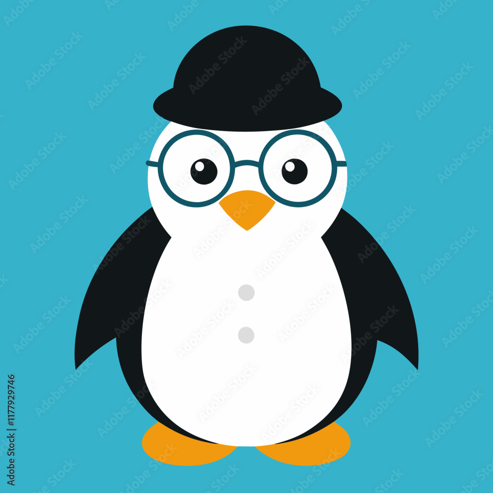 Fototapeta premium Penguin with hat and glasses