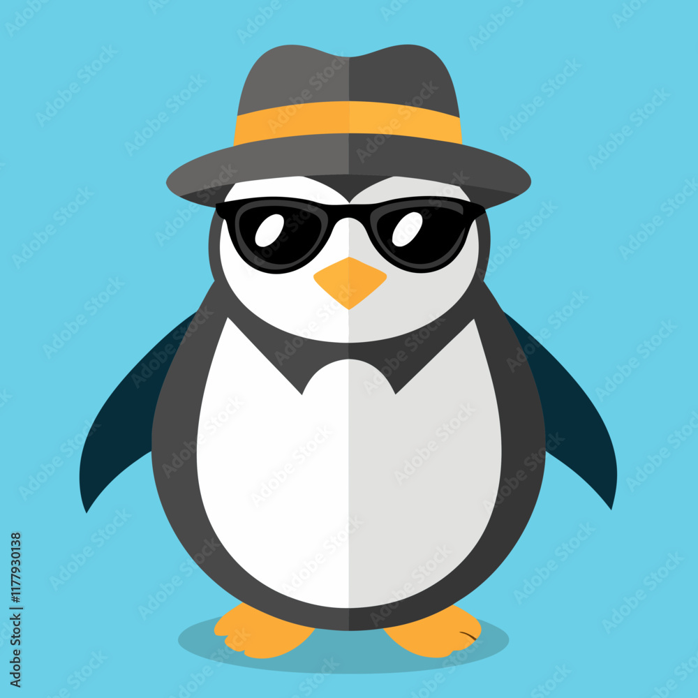 Fototapeta premium Penguin with hat and sunglasses