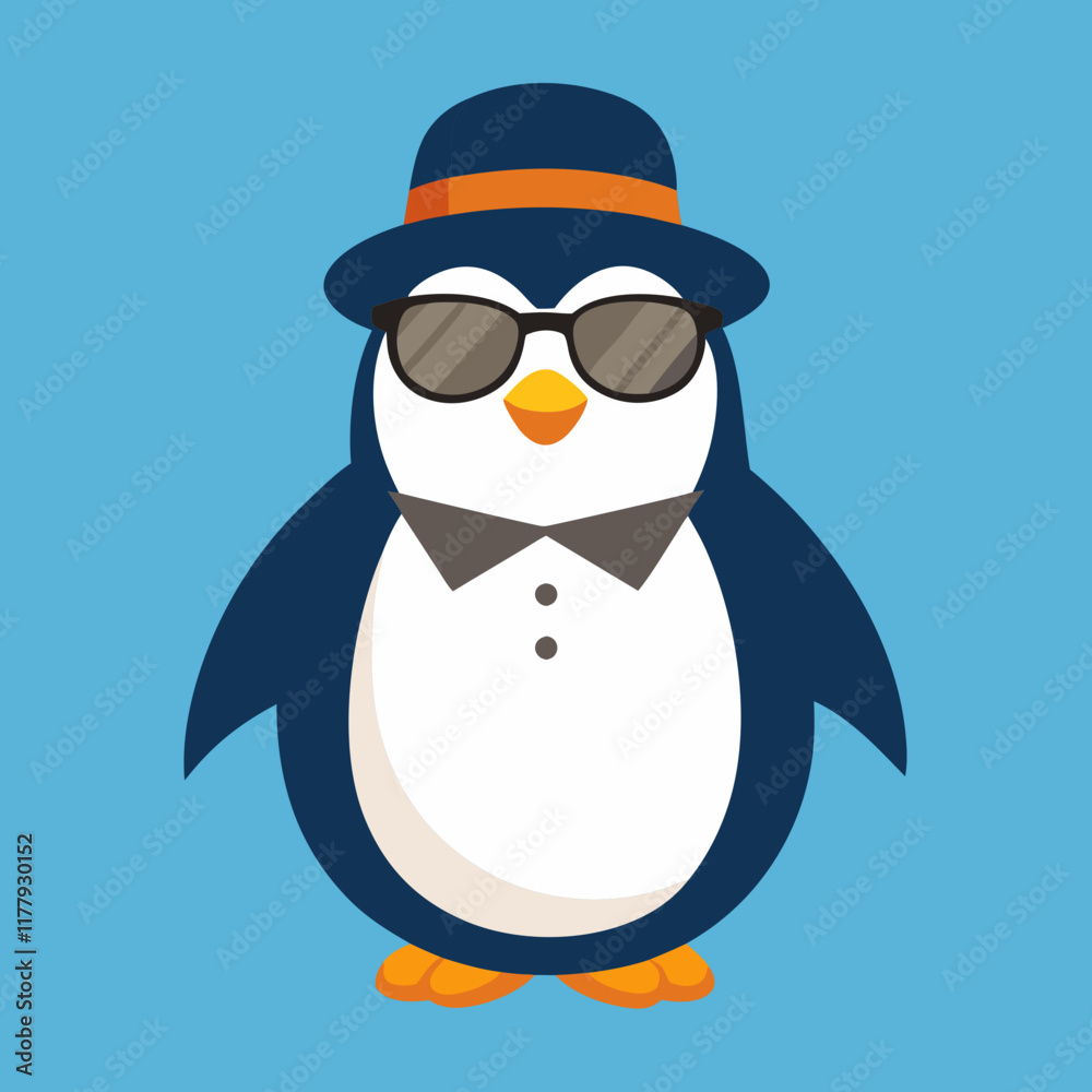 Fototapeta premium Penguin with hat and sunglasses