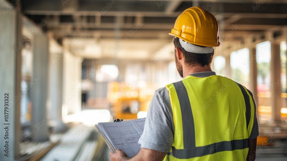 Construction Site Supervisor Reviewing Plans - Focused on Project Details Construction Site Supervisor Reviewing Plans - Focused on Project Details