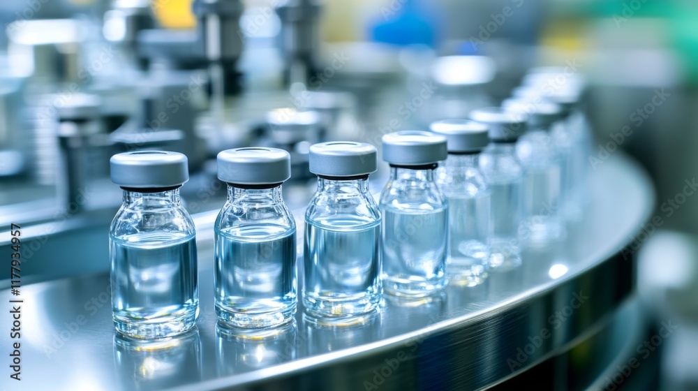Automated Pharmaceutical Production Line: Precise Vials Filling Process Automated Pharmaceutical Production Line: Precise Vials Filling Process