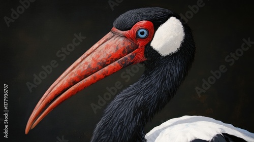 Stunning Close-Up Portrait of a Saddle-billed Stork