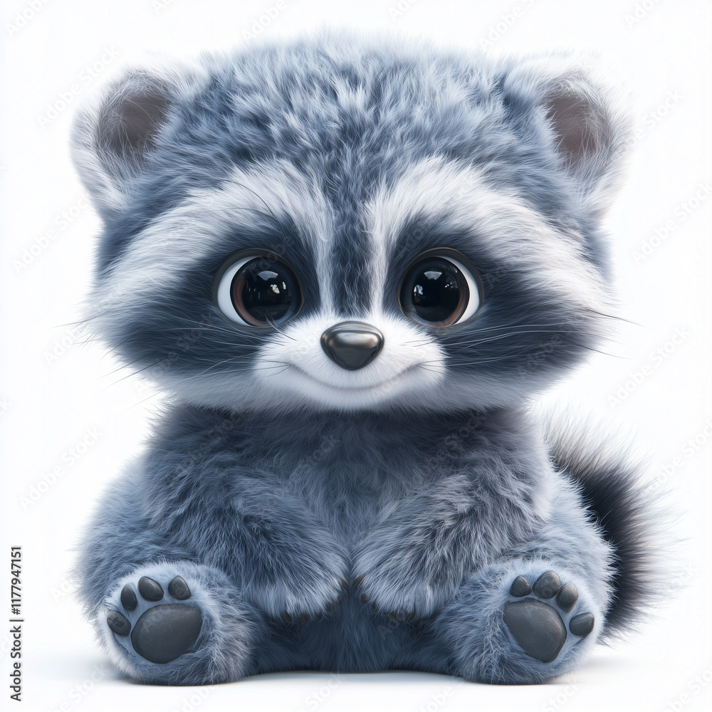 Obraz premium Endearing Silver Raccoon Plush Toy with No Background