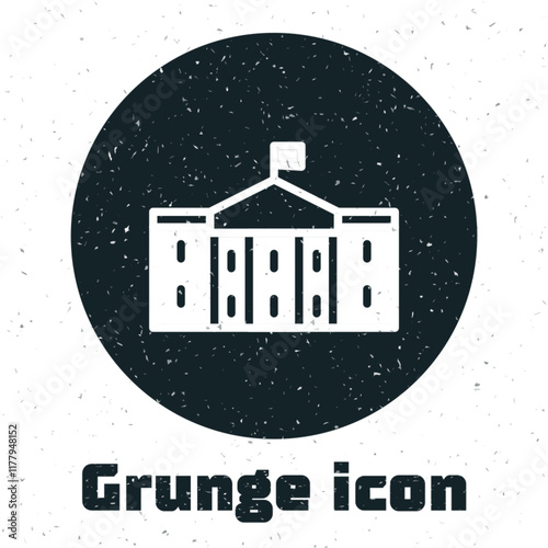 Grunge United States Capitol Congress icon isolated on white background. Washington DC, USA. Monochrome vintage drawing. Vector